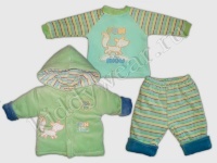 Костюм для мальчика 3 в 1 зеленый (куртка + брюки + кофточка) Teddy Lu